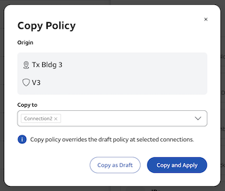 Pop up for copy policy where other circuits can be selected